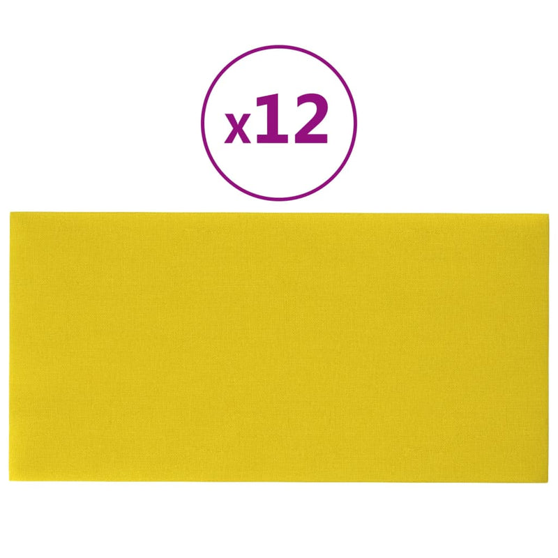 Load image into Gallery viewer, Vidaxl wandpanelen 12 st 2,16 m² 60x30 cm stof lichtgeel