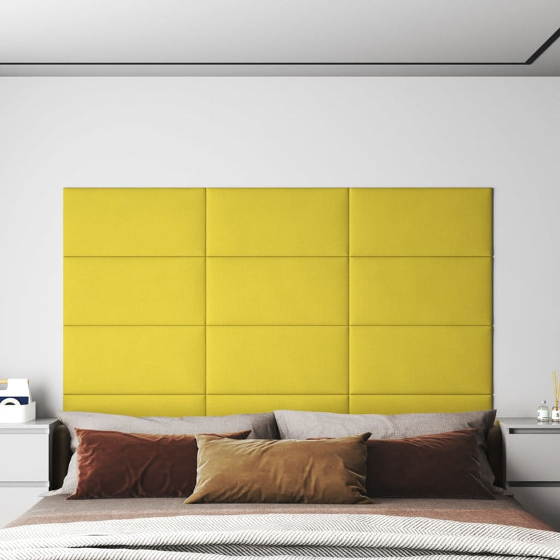 Load image into Gallery viewer, Vidaxl wandpanelen 12 st 2,16 m² 60x30 cm stof lichtgeel