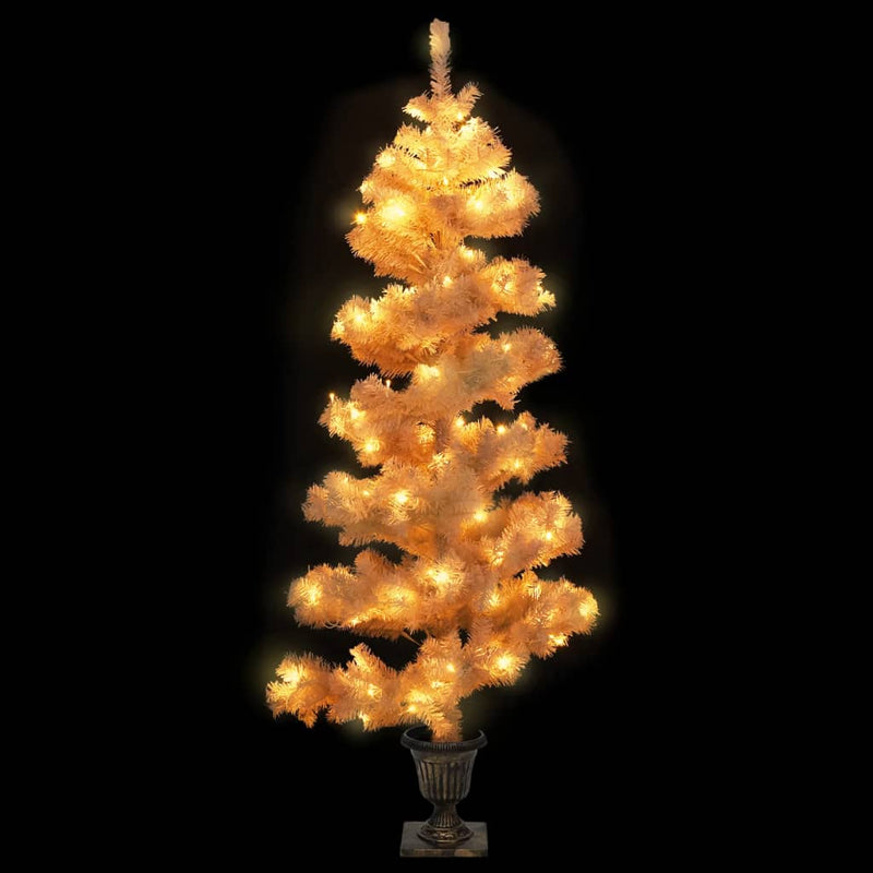 Load image into Gallery viewer, Vidaxl kunstkerstboom met verlichting en pot 120 cm pvc wit