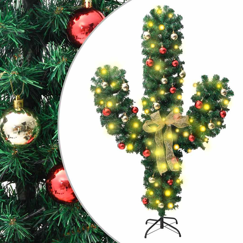 Load image into Gallery viewer, Vidaxl kerstcactus met standaard en led's 150 cm pvc groen