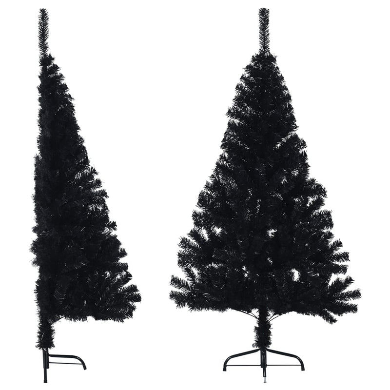 Load image into Gallery viewer, Vidaxl kunstkerstboom met standaard half 120 cm pvc zwart