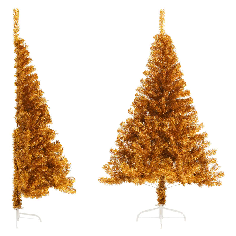 Load image into Gallery viewer, Vidaxl kunstkerstboom half met standaard 150 cm pet goudkleurig