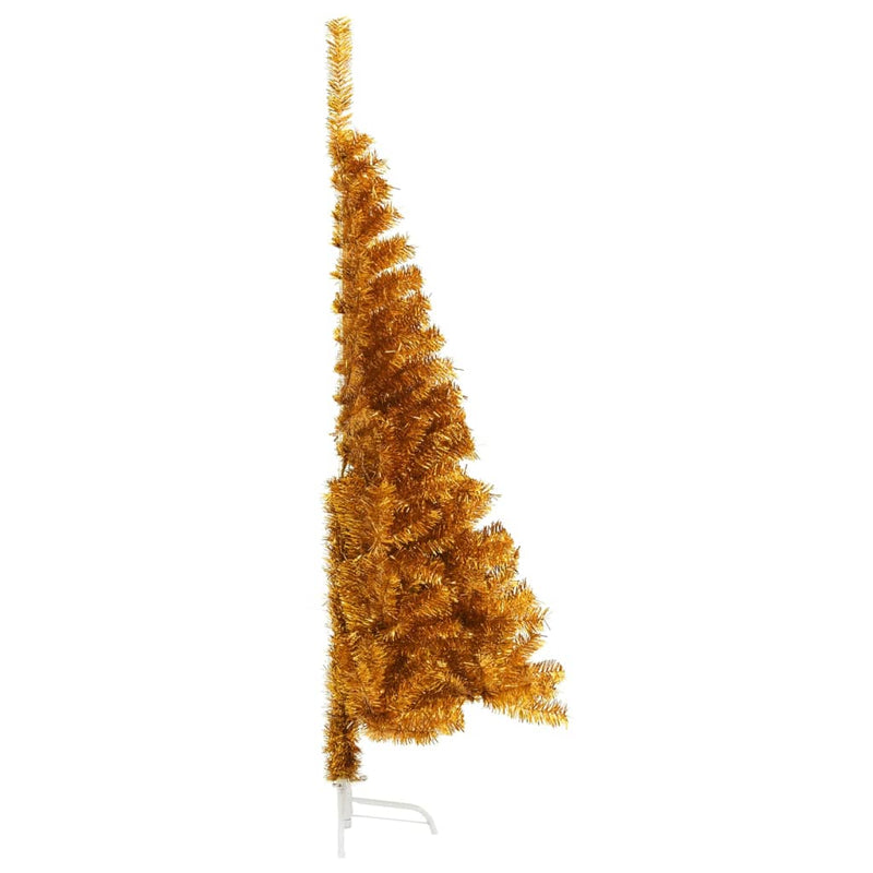 Load image into Gallery viewer, Vidaxl kunstkerstboom half met standaard 150 cm pet goudkleurig