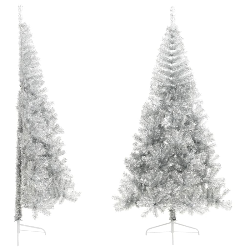 Load image into Gallery viewer, Vidaxl kunstkerstboom half met standaard 240 cm pet zilverkleurig