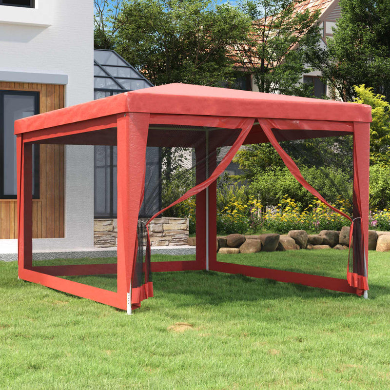 Load image into Gallery viewer, Vidaxl partytent met 4 mesh zijwanden 3x4 m hdpe rood