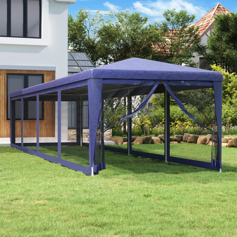Load image into Gallery viewer, Vidaxl partytent met 10 mesh zijwanden 3x12 m hdpe blauw