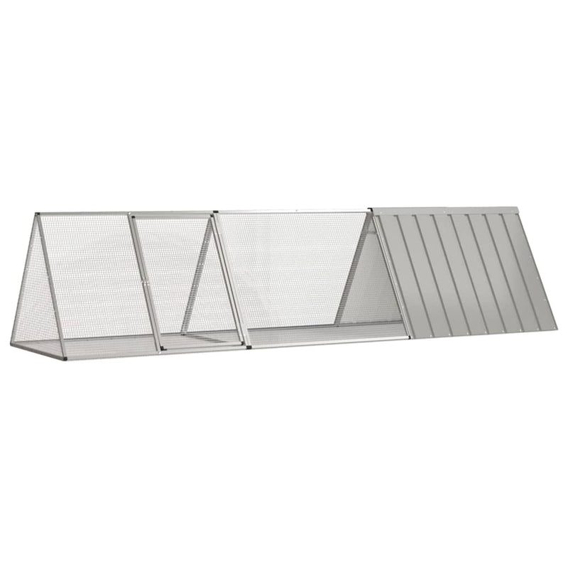 Afbeelding laden in galerijviewer, Vidaxl konijnenkooi grijs 302,5x80,5x71 cm gegalvaniseerd staal