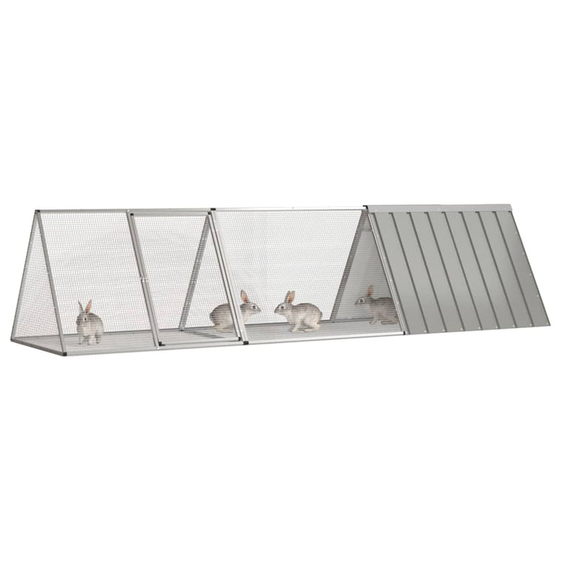 Afbeelding laden in galerijviewer, Vidaxl konijnenkooi grijs 302,5x80,5x71 cm gegalvaniseerd staal