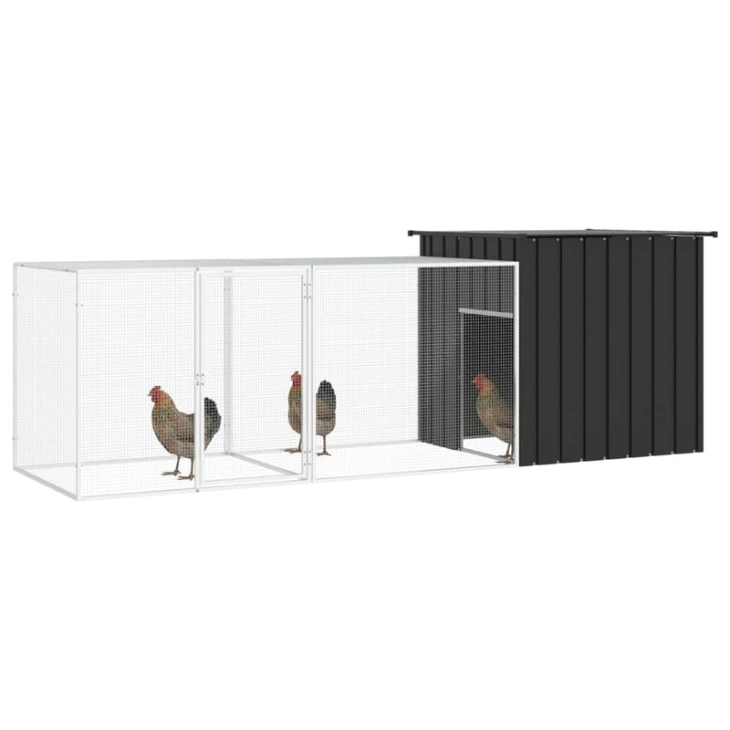 Load image into Gallery viewer, VidaXL Kippenhok 300x91x100 cm gegalvaniseerd staal antracietkleurig