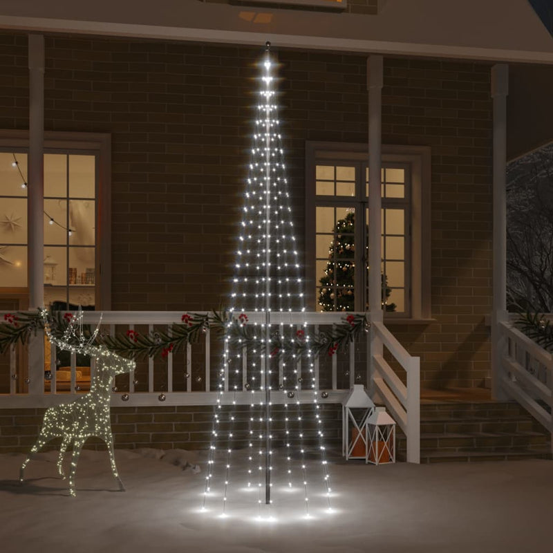 Load image into Gallery viewer, VidaXL Vlaggenmast kerstboom 310 LED's koudwit 300 cm