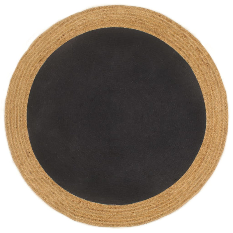 Load image into Gallery viewer, VidaXL Vloerkleed rond gevlochten 150 cm jute en katoen zwart naturel