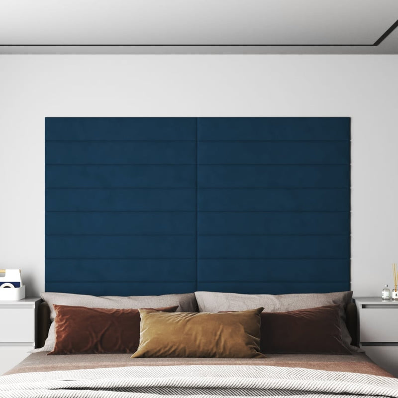 Load image into Gallery viewer, VidaXL Wandpanelen 12 st 1,62 m² 90x15 cm fluweel blauw