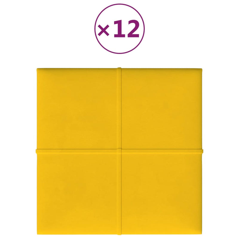 Afbeelding laden in galerijviewer, Vidaxl wandpanelen 12 st 1,08 m² 30x30 cm fluweel geel