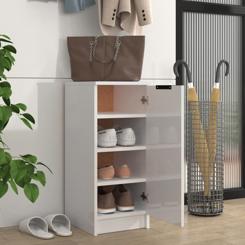 Load image into Gallery viewer, VidaXL Schoenenkast 30x35x70 cm bewerkt hout hoogglans wit