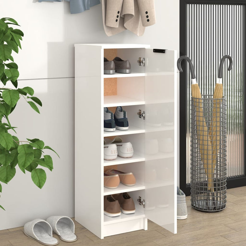 Load image into Gallery viewer, VidaXL Schoenenkast 30x35x100 cm bewerkt hout hoogglans wit