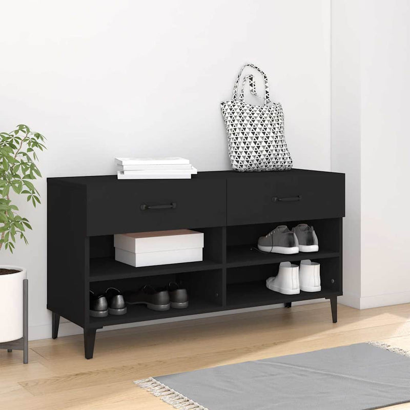 Load image into Gallery viewer, Vidaxl schoenenkast 102x35x55 cm bewerkt hout zwart