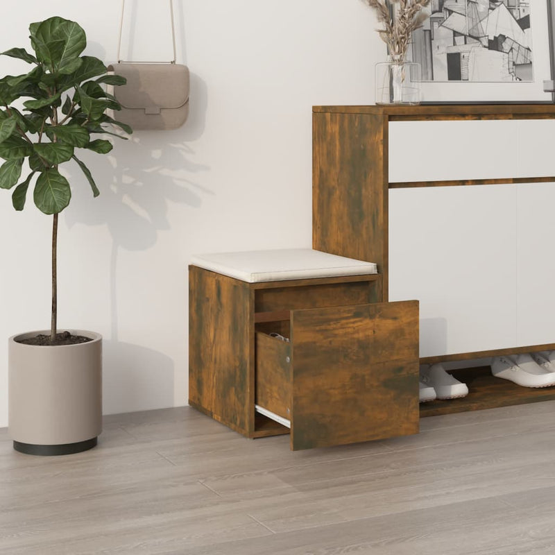 Load image into Gallery viewer, VidaXL Opbergbox met lade 40,5x40x40 cm bewerkt hout gerookt eiken