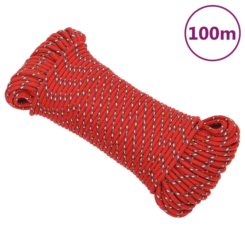 Load image into Gallery viewer, Vidaxl boottouw 3 mm 100 m polypropyleen rood