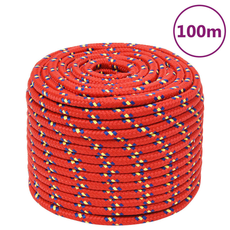Load image into Gallery viewer, Vidaxl boottouw 12 mm 100 m polypropyleen rood