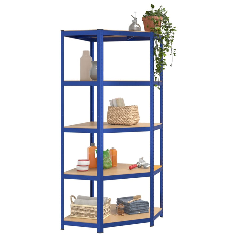 Load image into Gallery viewer, Vidaxl hoekrek 5-laags staal en bewerkt hout blauw