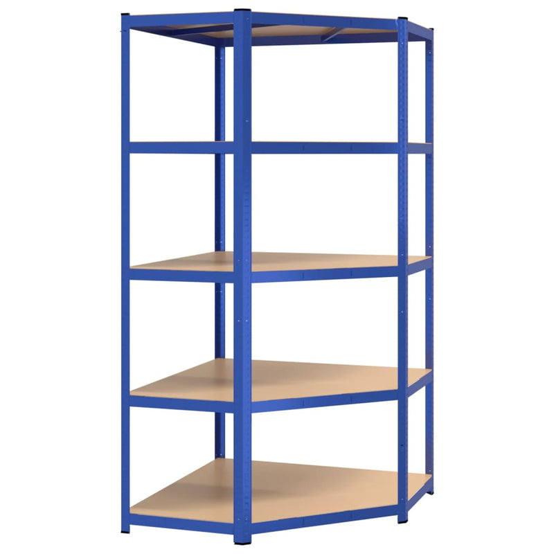 Load image into Gallery viewer, Vidaxl hoekrek 5-laags staal en bewerkt hout blauw