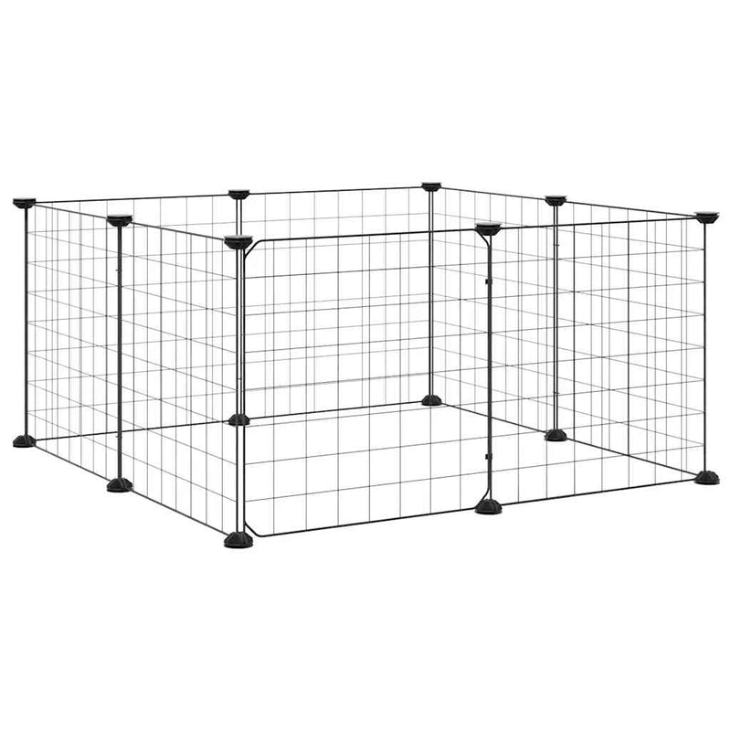Load image into Gallery viewer, Vidaxl huisdierkooi met 8 panelen en deur, zwart 35x35 cm staal