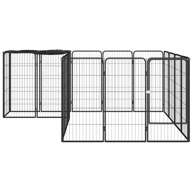 Load image into Gallery viewer, Vidaxl hondenkennel 18 panelen 50 x 100 cm gepoedercoat staal zwart