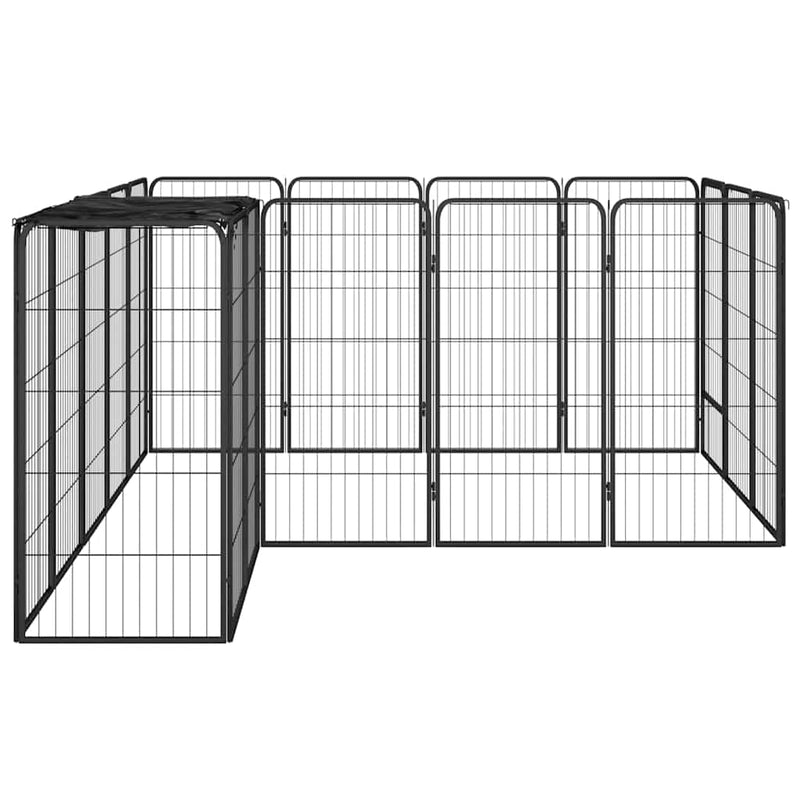 Load image into Gallery viewer, Vidaxl hondenkennel 18 panelen 50 x 100 cm gepoedercoat staal zwart