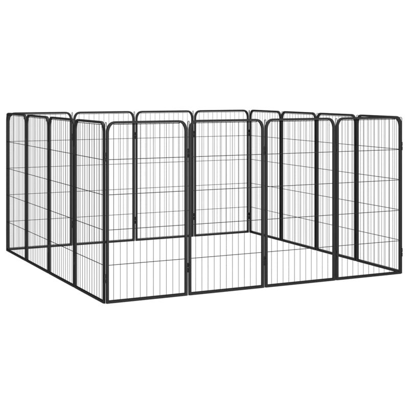 Load image into Gallery viewer, Vidaxl hondenkennel 16 panelen 50 x 100 cm gepoedercoat staal zwart