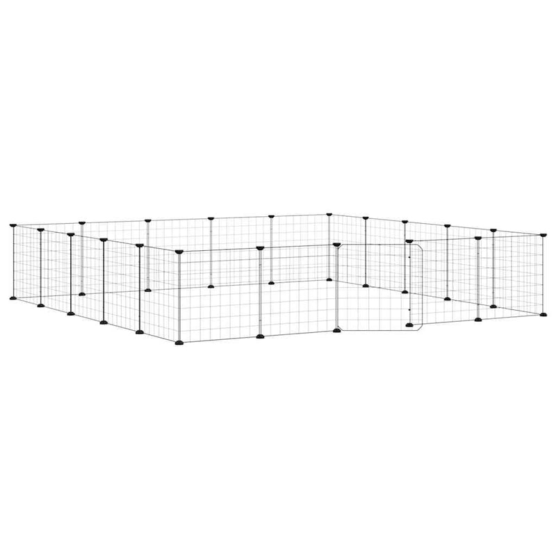 Load image into Gallery viewer, VidaXL Huisdierenkooi met deur 20 panelen 35x35 cm staal zwart