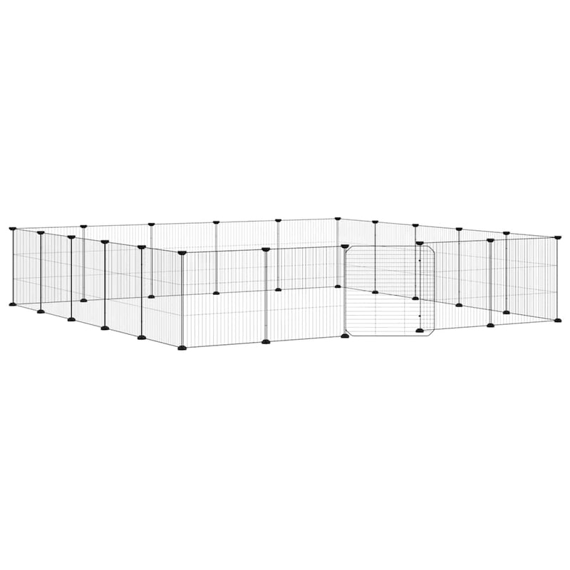 Load image into Gallery viewer, Vidaxl huisdierenkooi met deur 20 panelen 35x35 cm staal zwart