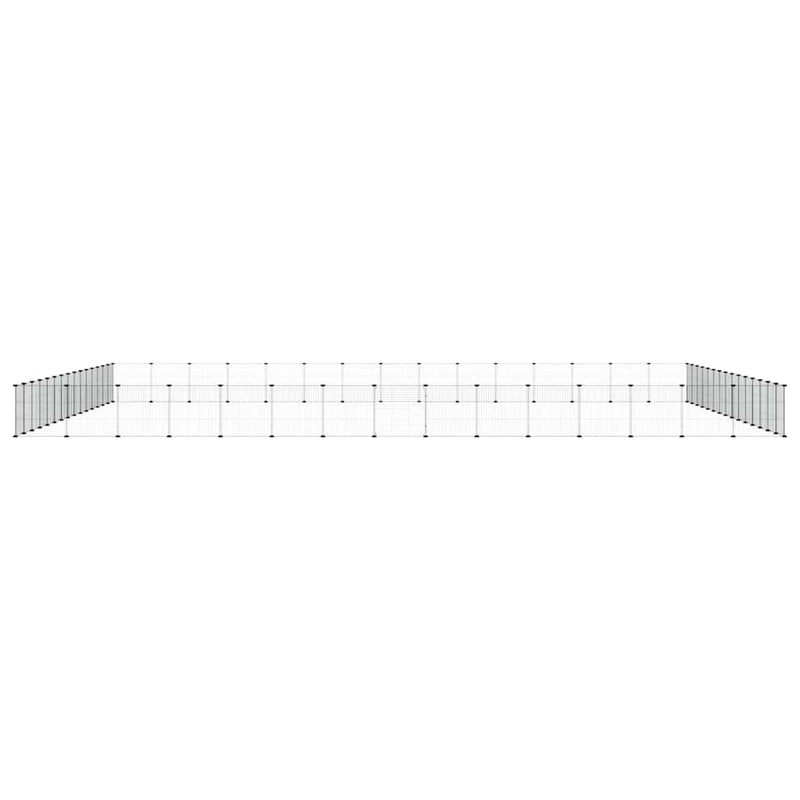 Load image into Gallery viewer, Vidaxl huisdierenkooi met deur 60 panelen 35x35 cm staal zwart