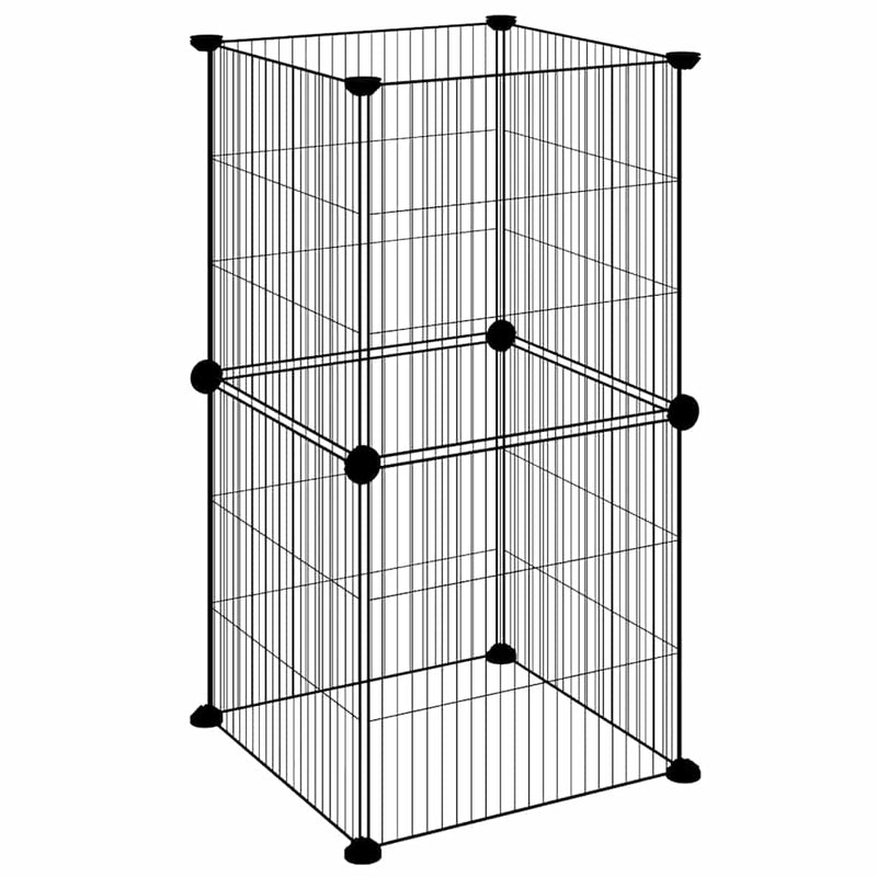 Load image into Gallery viewer, Vidaxl huisdierenkooi met 8 panelen 35x35 cm staal zwart