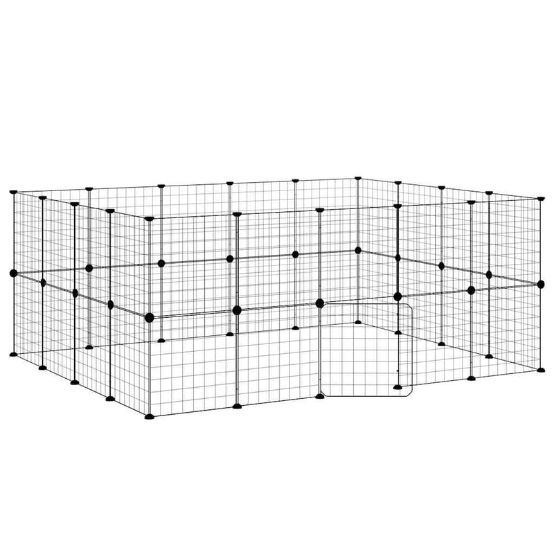 Load image into Gallery viewer, Vidaxl huisdierenkooi met deur 36 panelen 35x35 cm staal zwart