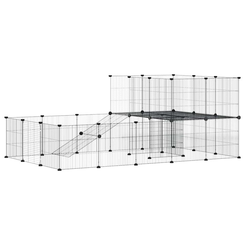 Load image into Gallery viewer, Vidaxl huisdierenkooi met deur 36 panelen 35x35 cm staal zwart