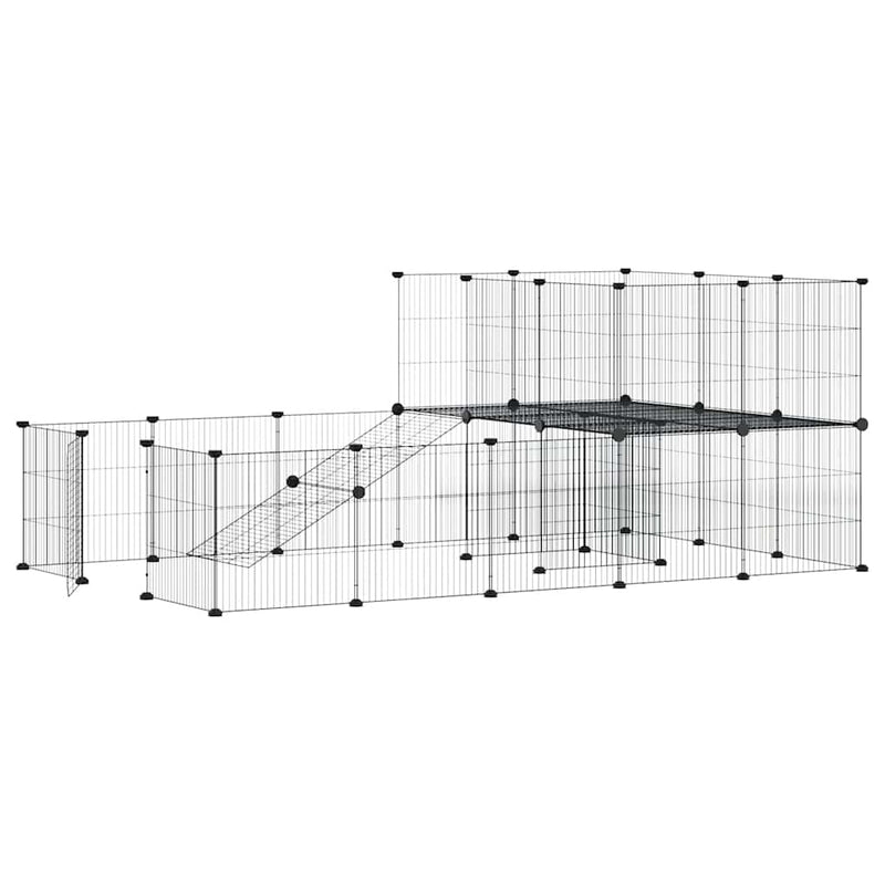 Load image into Gallery viewer, Vidaxl huisdierenkooi met deur 36 panelen 35x35 cm staal zwart