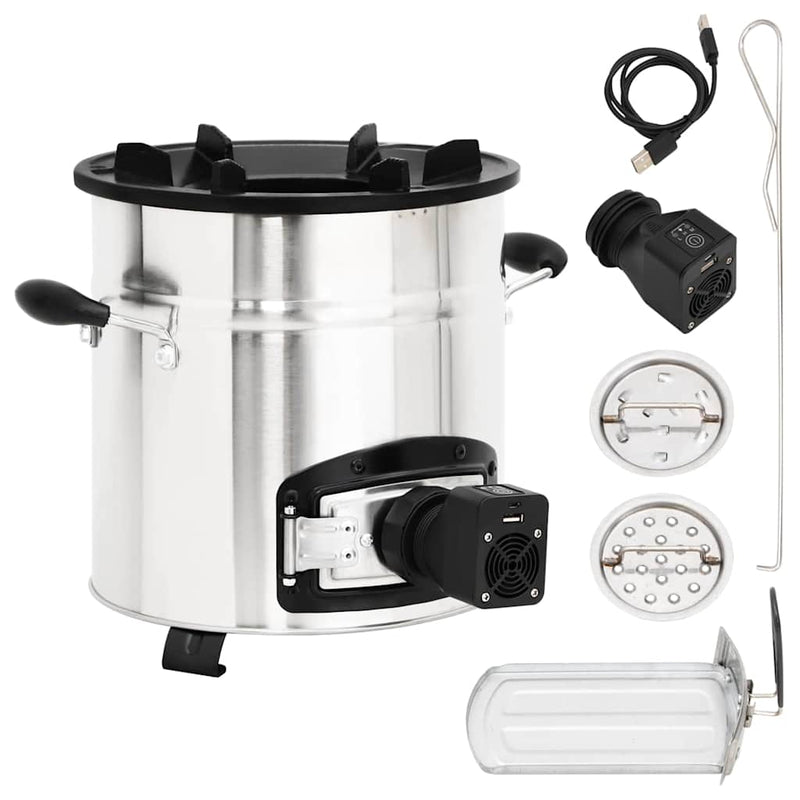 Load image into Gallery viewer, Vidaxl houtkachel met usb-ventilator 35,5x26x28 cm roestvrijstaal