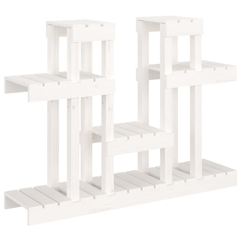 Afbeelding laden in galerijviewer, Vidaxl plantenstandaard wit 104,5x25x77,5 cm massief grenenhout