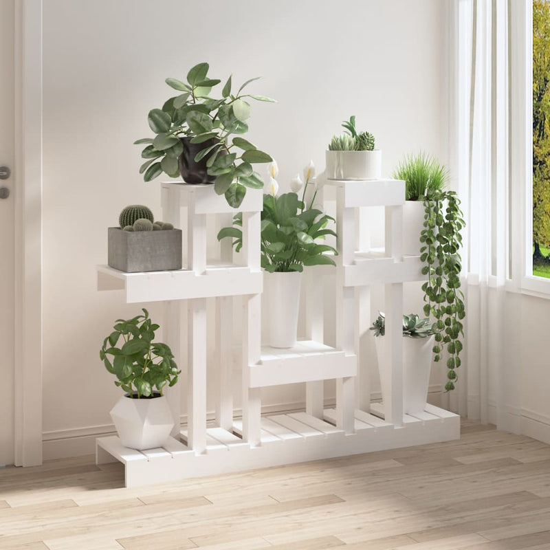 Afbeelding laden in galerijviewer, Vidaxl plantenstandaard wit 104,5x25x77,5 cm massief grenenhout