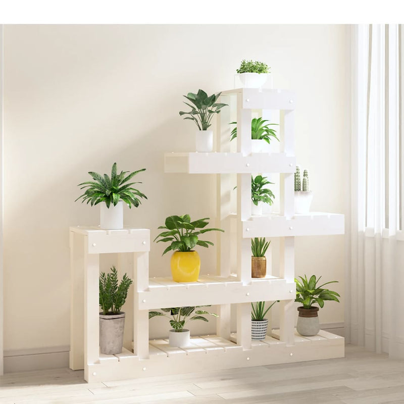 Afbeelding laden in galerijviewer, Vidaxl plantenstandaard 92x25x97 cm massief grenenhout wit