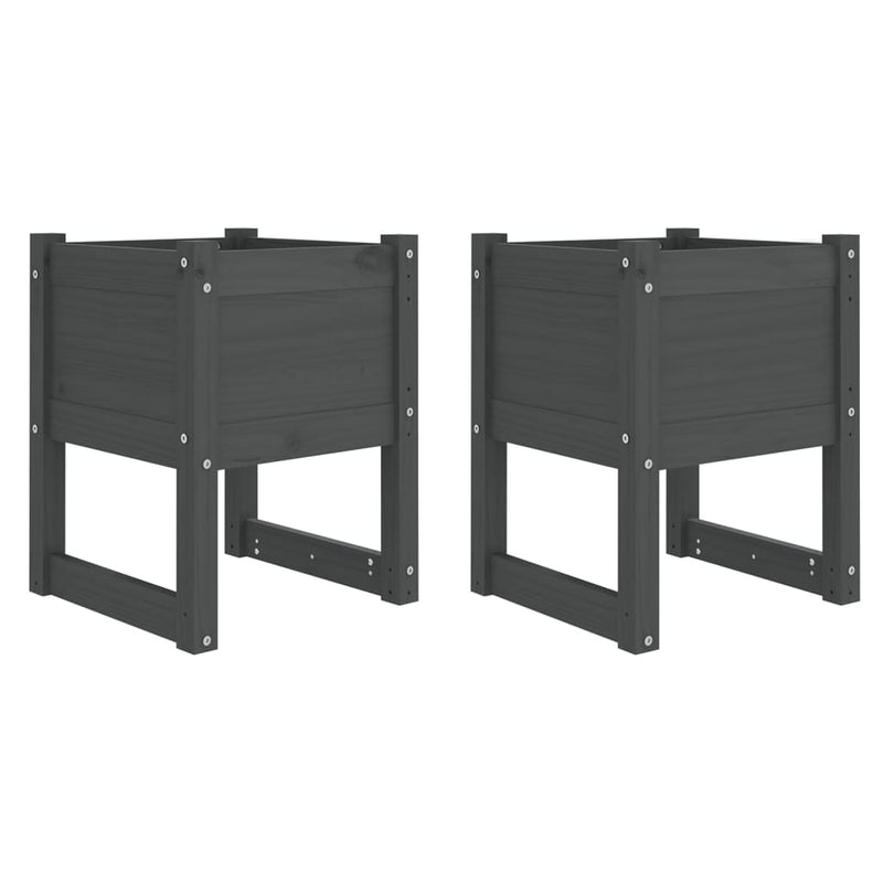 Load image into Gallery viewer, Vidaxl plantenbakken 2 st 40x40x52,5 cm massief grenenhout grijs