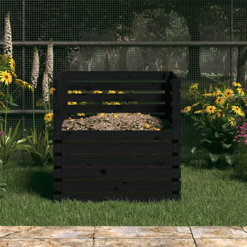 Load image into Gallery viewer, Vidaxl compostbak 80x80x78 cm massief grenenhout zwart