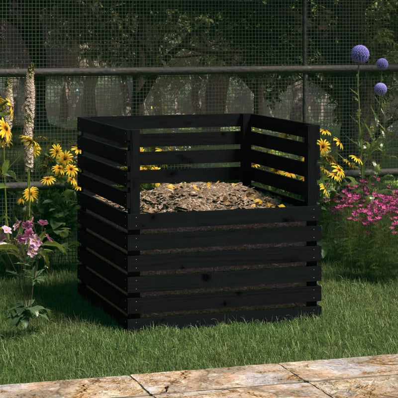 Load image into Gallery viewer, Vidaxl compostbak 80x80x78 cm massief grenenhout zwart