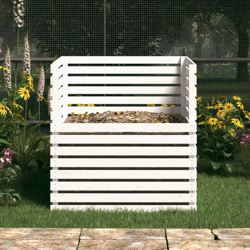 Load image into Gallery viewer, Vidaxl compostbak 100x100x102 cm massief grenenhout wit