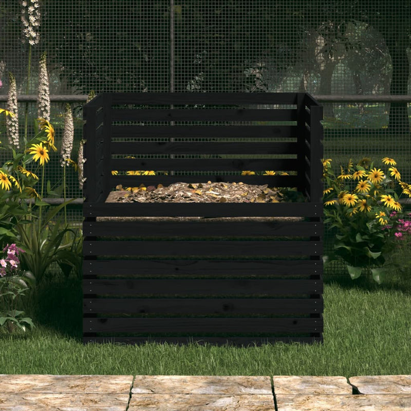 Load image into Gallery viewer, Vidaxl compostbak 100x100x102 cm massief grenenhout zwart