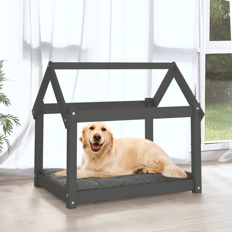 Load image into Gallery viewer, Vidaxl hondenmand 81x60x70 cm massief grenenhout grijs