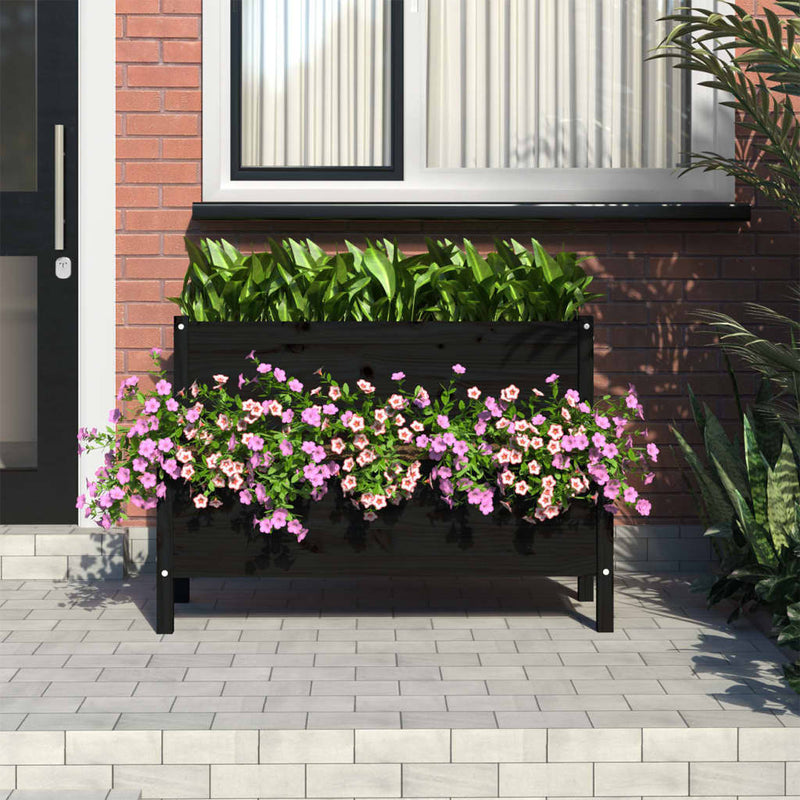 Load image into Gallery viewer, VidaXL Plantenbak 110x84x75 cm massief grenenhout zwart