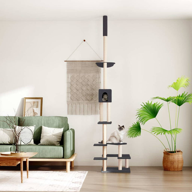 Load image into Gallery viewer, Vidaxl kattenmeubel vloer tot plafond 268,5-294,5 cm donkergrijs