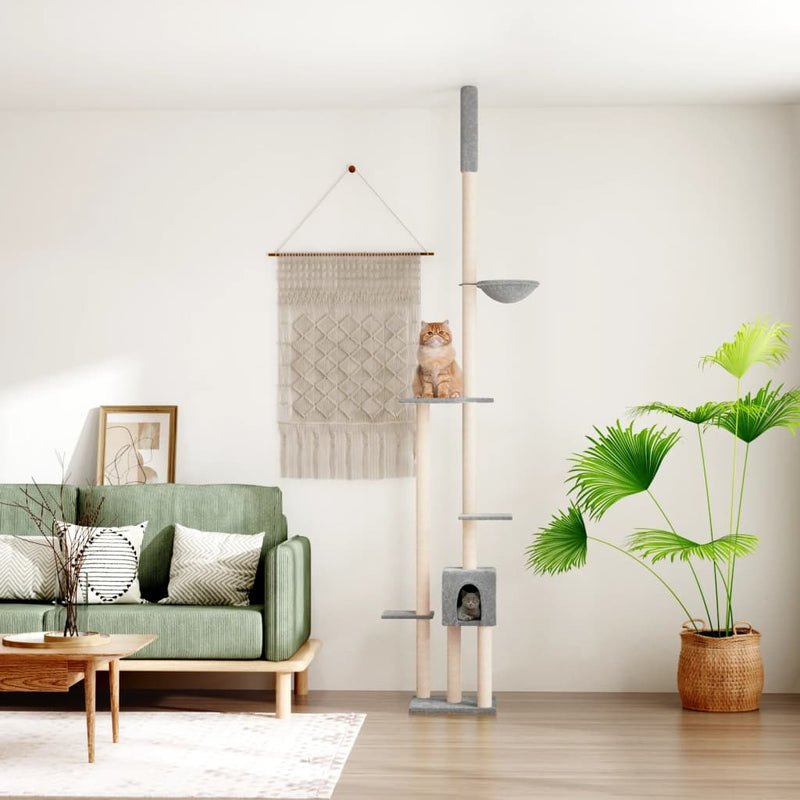 Load image into Gallery viewer, Vidaxl kattenmeubel vloer tot plafond 258,5-284,5 cm lichtgrijs