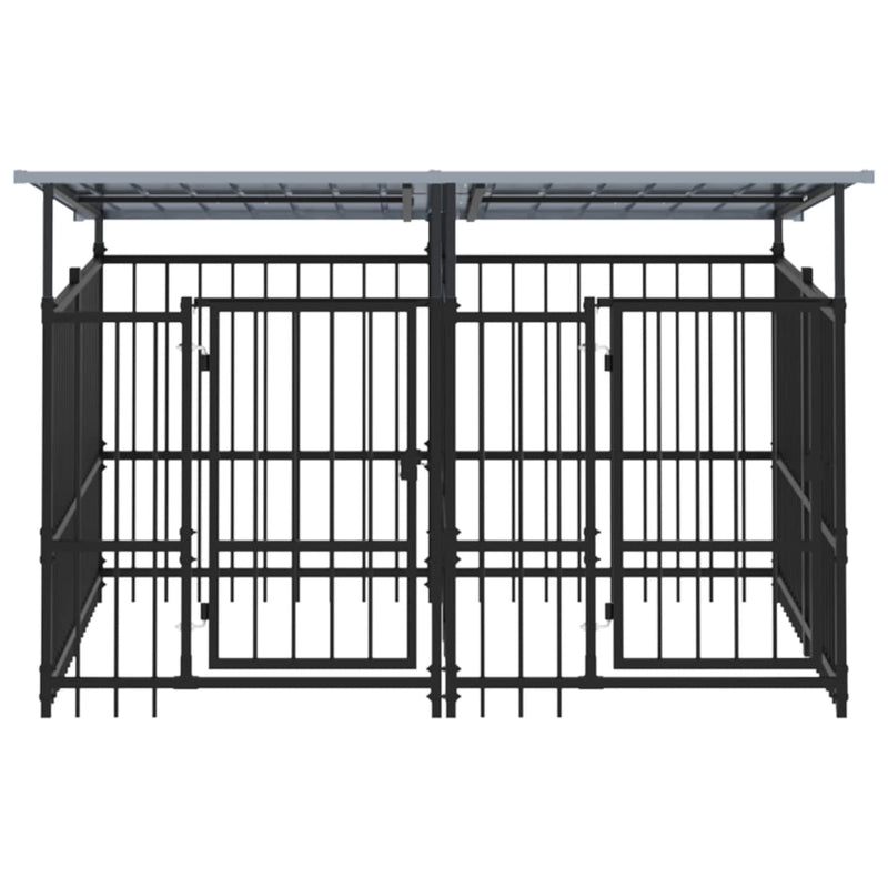 Load image into Gallery viewer, VidaXL Hondenkennel met dak 3,75 m² staal